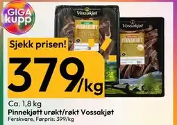 Gigaboks Pinnekjøtt urøkt/røkt Vossakjøt tilbud