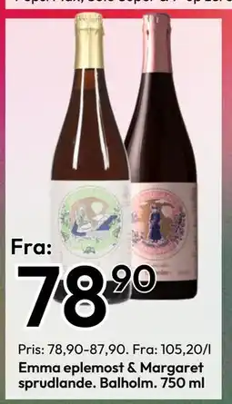 Gigaboks Emma eplemost & Margaret sprudlande. Balholm. 750 ml tilbud