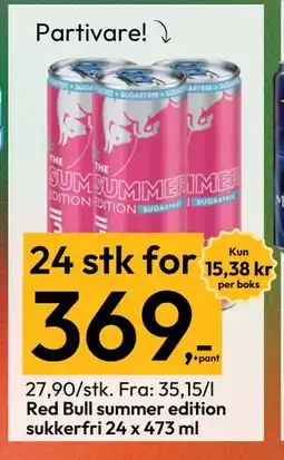 Gigaboks Red Bull summer edition sukkerfri 24 x 473 ml tilbud