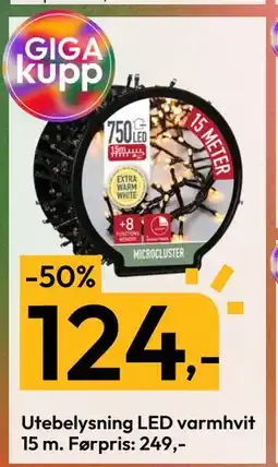 Gigaboks Utebelysning LED varmhvit 15 m. Førpris: 249 tilbud