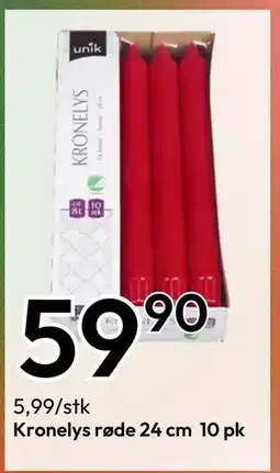 Gigaboks Kronelys røde 24 cm 10 pk tilbud