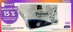 Gigaboks Kjøkkenrull premium 18 ruller tilbud
