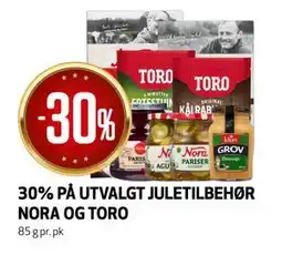 Bunnpris 30% PÅ UTVALGT JULETILBEHØR NORA OG TORO tilbud