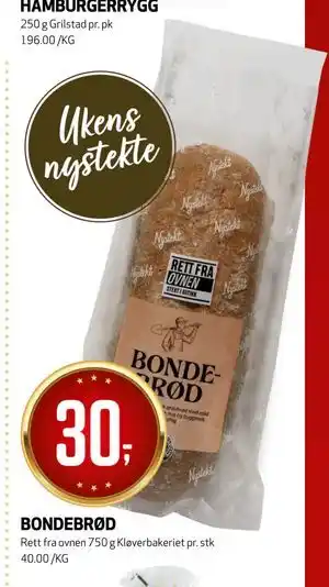 Bunnpris BONDEBRØD tilbud