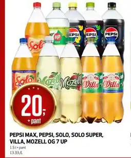 Bunnpris PEPSI MAX, PEPSI, SOLO, SOLO SUPER, VILLA, MOZELL OG 7 UP tilbud