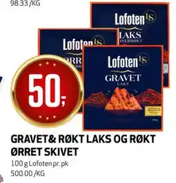 Bunnpris GRAVET& RØKT LAKS OG RØKT ØRRET SKIVET tilbud
