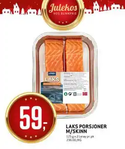 Bunnpris LAKSPORSJONER M/SKINN tilbud
