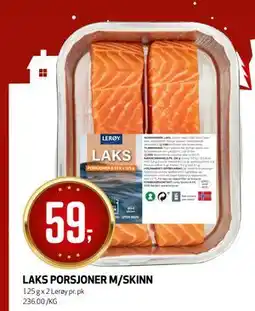 Bunnpris LAKS PORSJONER M/SKINN tilbud