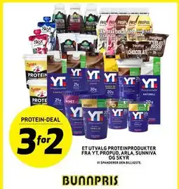 Bunnpris ET UTVALG PROTEINPRODUKTER FRA YT, PROPUD, ARLA, SUNNIVA OG SKYR tilbud