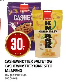 Bunnpris CASHEWNØTTER SALTET OG CASHEWNØTTER TØRRISTET JALAPENO tilbud