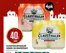 Bunnpris CLAUSTHALER RADLER LEMON OG GRAPEFRUKT tilbud