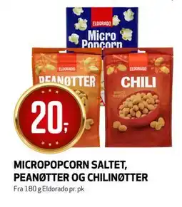 Bunnpris MICROPOPCORN SALTET, PEANØTTER OG CHILINØTTER tilbud