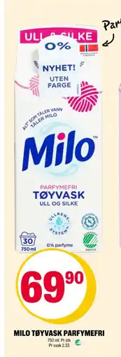 Coop Extra Milo tøyvask parfymefri tilbud