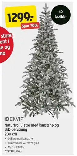 Jula Naturtro juletre med kunstsnø og LED-belysning tilbud