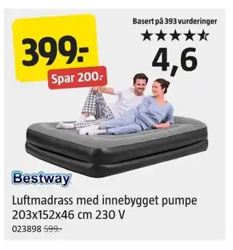Jula Luftmadrass med innebygget pumpe 203x152x46 cm 230 V tilbud