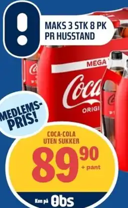 Coop Obs Coca-Cola Uten sukker 8 pk tilbud