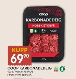 Coop Mega COOP KARBONADEDEIG tilbud