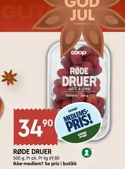 Coop Mega RØDE DRUER, Medlemspris tilbud