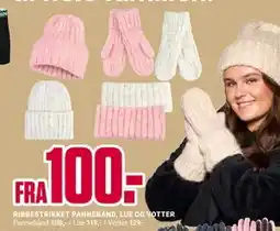 Europris RIBBESTRIKKET PANNEBÅND, LUE OG VOTTER tilbud