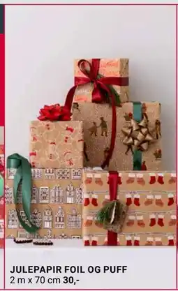 Europris JULEPAPIR FOIL OG PUFF tilbud