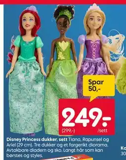 Rusta Disney Princess dukker, sett tilbud