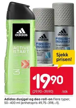 Rusta Adidas dusjgel og deo roll-on tilbud