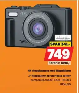 POWER 4K vloggkamera med flippskjerm tilbud