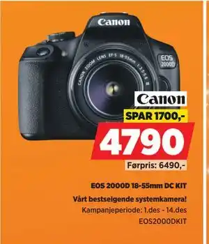 POWER EOS 2000D 18-55mm DC KIT tilbud