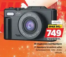 POWER 4K vloggkamera med flippskjerm tilbud