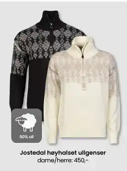 Sport Outlet Jostedal høyhalset ullgenser dame/herre tilbud