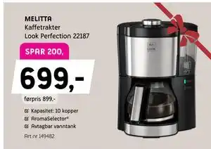 ELON MELITTA Kaffetrakter Look Perfection 22187 tilbud