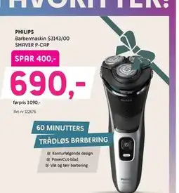ELON PHILIPS Barbermaskin S3143/00 SHAVER P-CAP tilbud