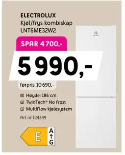 ELON ELECTROLUX Kjøl/frys kombiskap LNT6ME32W2 tilbud