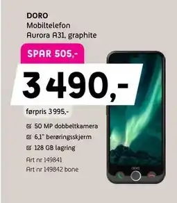 ELON DORO. Mobiltelefon Aurora A31, graphite tilbud