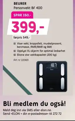 ELON Personvekt BF 400 tilbud