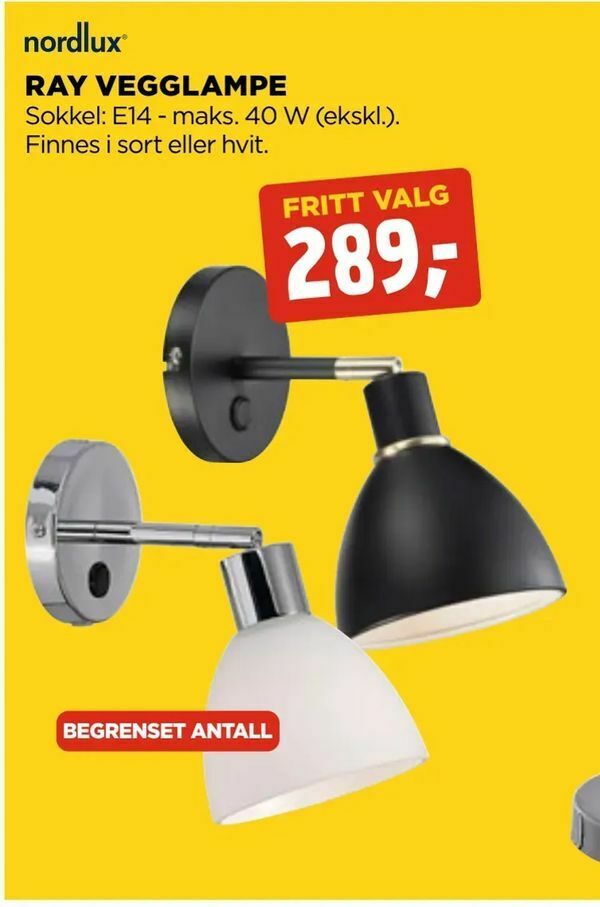 jem & fix Ray vegglampe tilbud