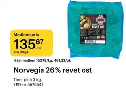 Storcash Norvegia 26% revet ost tilbud