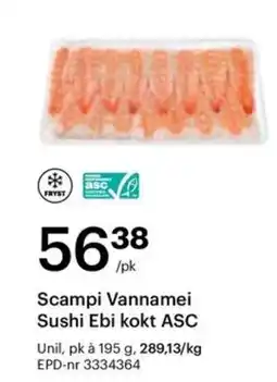 Storcash Scampi Vannamei Sushi Ebi kokt ASC tilbud