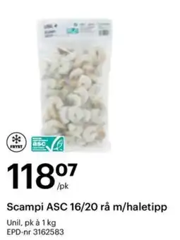 Storcash Scampi ASC 16/20 rå m/haletipp tilbud
