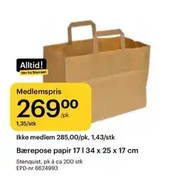 Storcash Bærepose papir tilbud