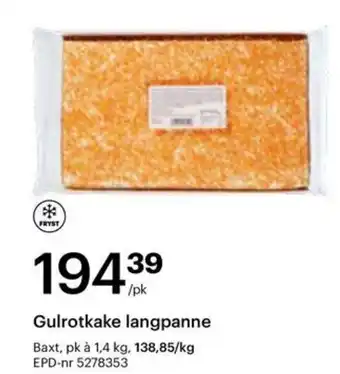 Storcash Gulrotkake langpanne tilbud