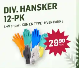 Holdbart Div. hansker 12-pk tilbud