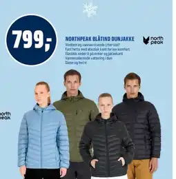 Coop Obs Northpeak blåtind dunjakke tilbud