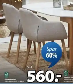 JYSK ADSLEV spisestol tilbud