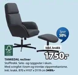 JYSK TANKEDAL recliner tilbud