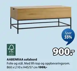 JYSK AABENRAA sofabord tilbud