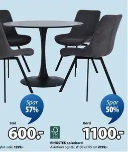 JYSK RINGSTED spisebord tilbud