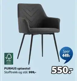 JYSK PURHUS spisestol tilbud