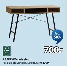 JYSK ABBETVED skrivebord tilbud