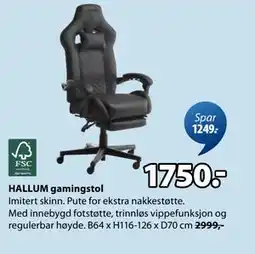 JYSK HALLUM gamingstol tilbud